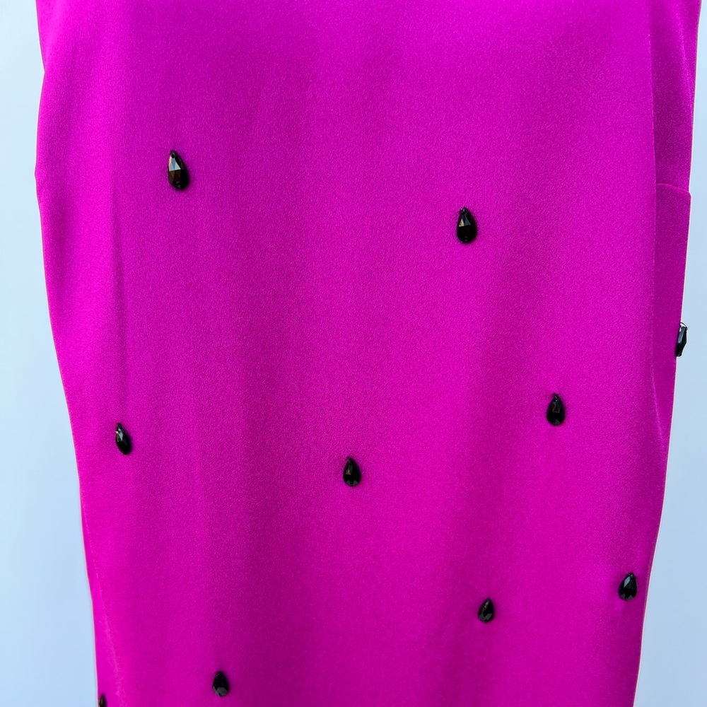 KENSIE Elegant Fuchsia Beaded Shift Sleeveless Embellished Cocktail Party Dress - Picture 12 of 16